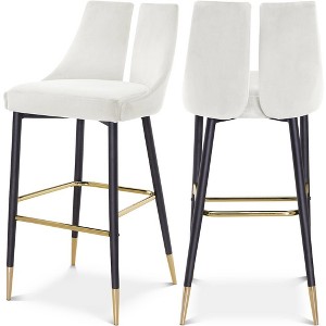 Meridian Furniture,Sleek Cream Velvet Stool, Set of 2 - 1 of 4