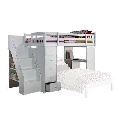 loft bed with bookcase