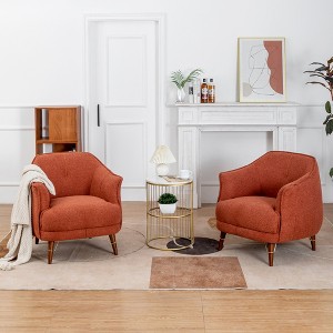 DYHOME Mid-Century Modern Accent Chair, Tufted Upholstered Armchair for Living Room, Bedroom, Set of 2 - 1 of 4