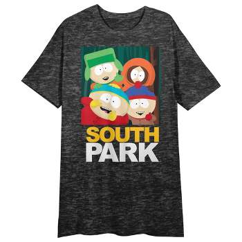 South Park Boys Making Faces Crew Neck Short Sleeve Charcoal Heather Women's Night Shirt