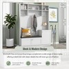 TIRAMISUBEST White Hall Tree with Shoe Cabinet & Bench - Modern Coat Rack with Storage, Cushion & Hooks for Entryway - 3 of 4