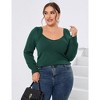 Womens Plus Size Knit Tops Long Sleeve Sweetheart Neck Sweaters Casual Tunic Tops - 4 of 4