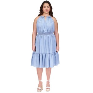 Michael Kors Womens Chain Neck Smocked Waist Tiered Dress - 1 of 1