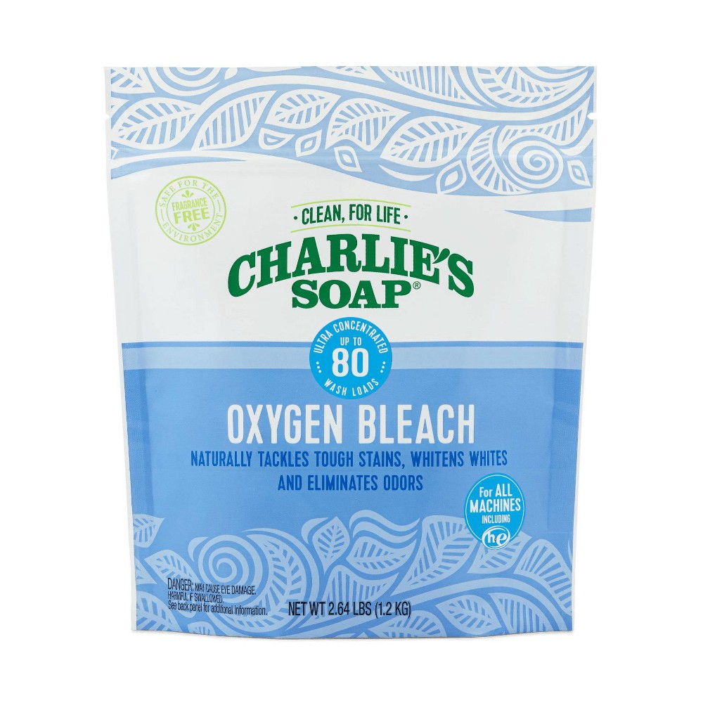 Charlie's Soap Unscented Oxygen Bleach Powder Detergent Boosters - 2.64lbs: Resealable Bag, Sensitive Formula, No Fragrance Added