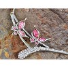 Anna-Kaci Women's Multicolor Floral Necklace and Earring Set with Crystal Accents, Gold Tone, Adjustable Chain, Elegant and Vibrant Design - Pearls - 3 of 4