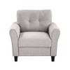 35" Linen Upholstered Armchair with Tapered Legs and High Resilience Foam Cushion - 4 of 4