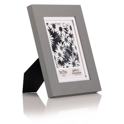 5x7 Gray Wood Frame with Double White Mat for Tabletop and Wall