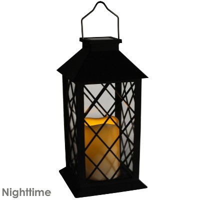 Black Solar LED Flameless Candle Lantern Set of 2