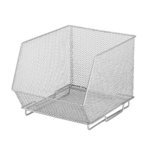 YBM Home Silver Mesh Stacking Bin - 1 of 4