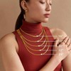 Chain Necklace for Women Silver Necklace Cuban Link, Rope, Snake Diamond - Cut Herringbone - 2 of 4