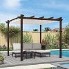 PURPLE LEAF Outdoor Metal Pergola with Retractable Canopy Patio Shade Cover for Garden Pool Yard Brown Aluminum Frame - 2 of 4