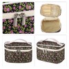 Unique Bargains Portable Peony Cosmetic Bag Black Pink 1 Pc - 3 of 3