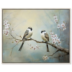 Art Remedy Two birds and a blossom branch II Rustic Chic Farmhouse Wall Art Framed - 1 of 4