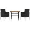 vidaXL 3 Piece Patio Dining Set Poly Rattan Black - 3 of 4