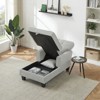 2 in 1 Chaise Lounge Indoor Sleeper Sofa Bed Chair Upholstered Corduroy Storage Bench Rolled Arms Silver Rivets Button Tufting Living Room - 3 of 4
