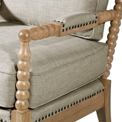 Donohue Light Grey Solid Wood Nailhead Trim Accent Chair