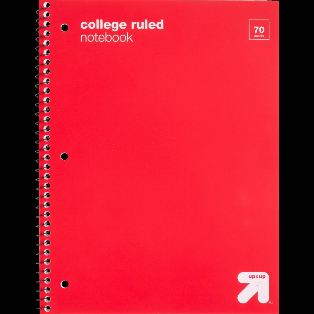 Photos - Notebook College Ruled Red 1 Subject Flexible Plastic Cover Spiral  - up &