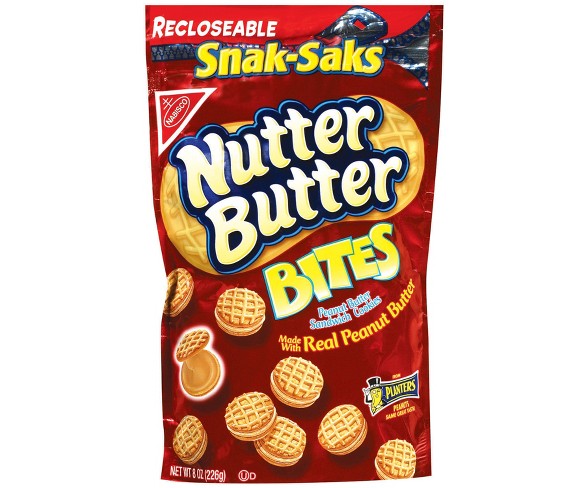 Nutter Butter Bites Mini Peanut Butter Sandwich Cookies - Snak-Saks - 8oz