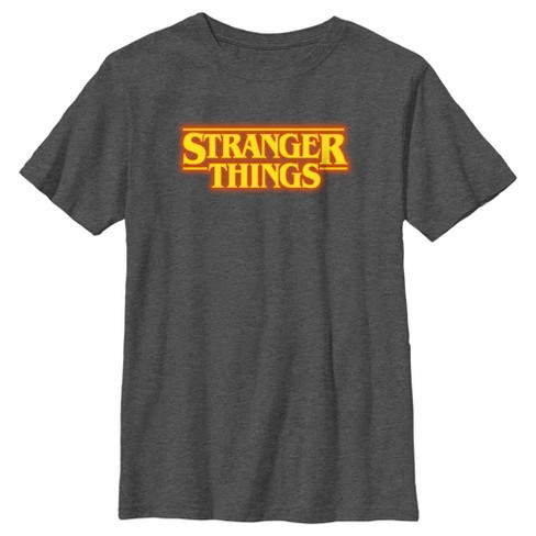 Boy's Stranger Things Orange Logo T-shirt - Charcoal Heather - X Large ...