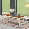 HomeStock Dining Room Bench with Wood Seat, 54x15x17 Inch, Buttermilk & Cherry - 2 of 2