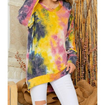 Women's Tie Dye Cold Shoulder Tunic - ADORA L