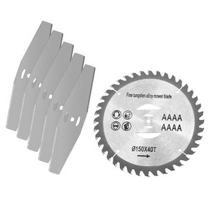 LakeForest"6Pcs High Carbon Steel Weed Cutter Set with Metal Blades & 6in Circular Saw for Trimming & Pruning"Silver - 1 of 4