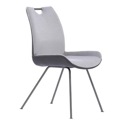 Armen Living,Coronado Contemporary Dining Chair in Grey Powder Coated Finish and Pewter Fabric - Set of 2