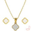 Gold Titanium Steel Clover - Themed Modern Women's Jewelry Set - 3 of 4