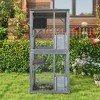 Tangkula Wooden Cat House 72" Indoor Outdoor Kitten Enclosure Kennel Condo on Wheels Grey - 3 of 4