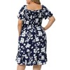 Agnes Orinda Women's Plus Size Smock Ruffle Short Sleeve Floral Flared Flowy Dresses - 4 of 4