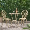 Christopher Knight Home Nassau Outdoor Vintage Style Cast Aluminum Bistro Set with Tulips - 2 of 4