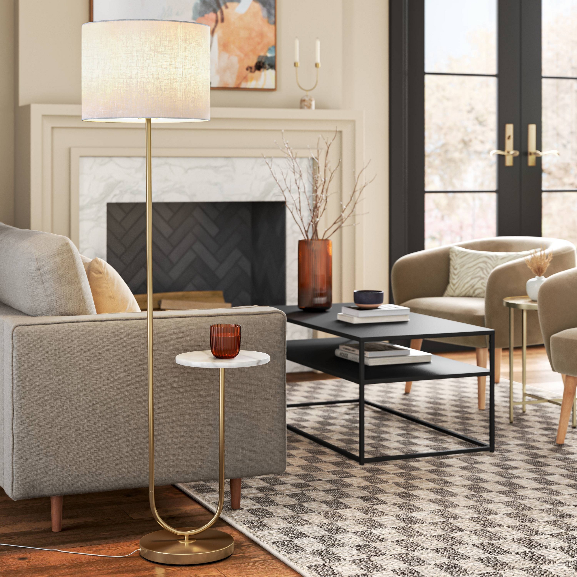 60"x20.5" Floor Lamp with Marble Table - Threshold™