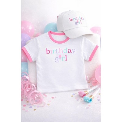 Bits & Bows Kids Birthday Girl Crewneck T-Shirt, White 5/6 — фото 4