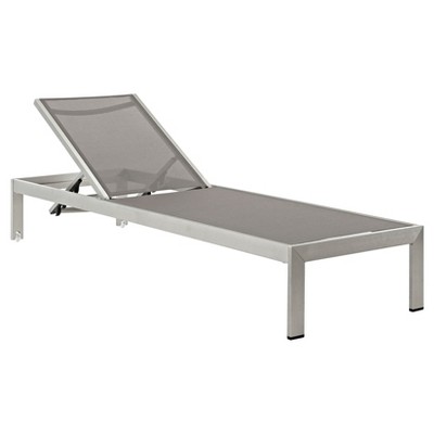 Shore Outdoor Patio Aluminum Mesh Chaise - Silver/Gray - Modway