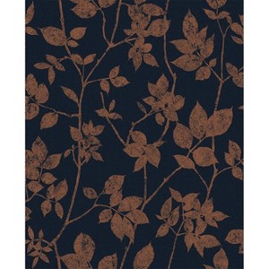 Luna Navy Blue and Copper Leaves Trail Paste the Wall Wallpaper - 1 of 4