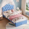 Twin Size Upholstered Princess Bed Frame with Storage Drawer, Faux Leather Platform Bed - 4 of 4