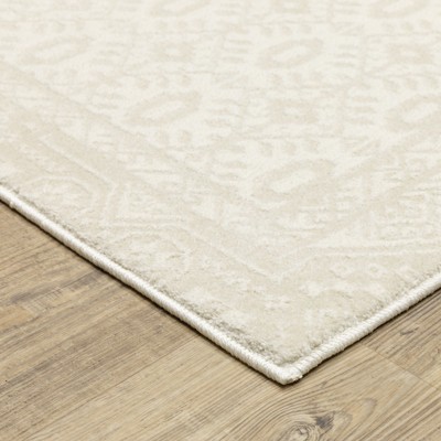 Ivory Geometric Synthetic 3'3" x 5' Area Rug