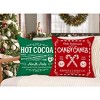 Set of 4 Farmhouse Christmas Pillow Covers 18x18 Set of 4 Winter Holiday Decorations, Red Green - 2 of 4