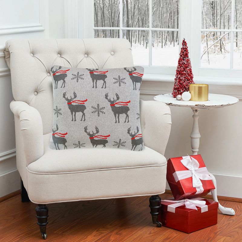 C&F Home 20" x 20" Deer Scarf Christmas Holiday Knitted Throw Pillow, 4 of 9