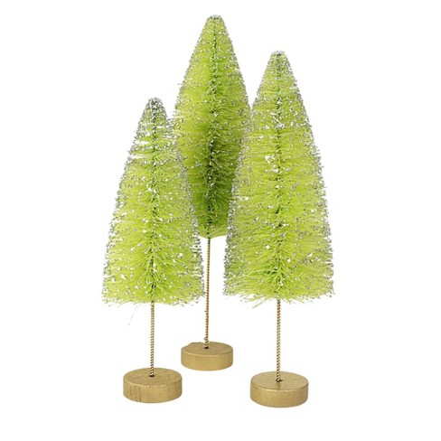 Silver and Gold Glitter Mini Bottle Brush Tree Set