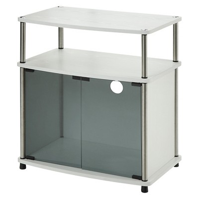 Designs2Go TV Stand for TVs up to 25" with Black Glass Storage Cabinet and Shelf - Breighton Home
