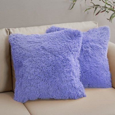 Veri Peri Faux Fur Shaggy Throw Pillows Set of 2