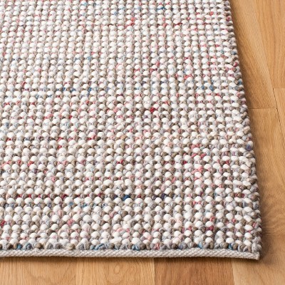 Ivory and Grey Handwoven Wool Rectangular Area Rug 8' x 10'
