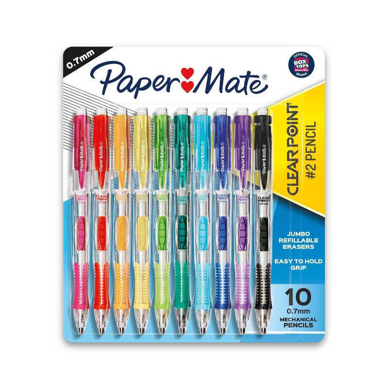 Paper Mate Clear Point 10pk #2 Mechanical Pencils 0.7mm Multicolored, 1 of 13