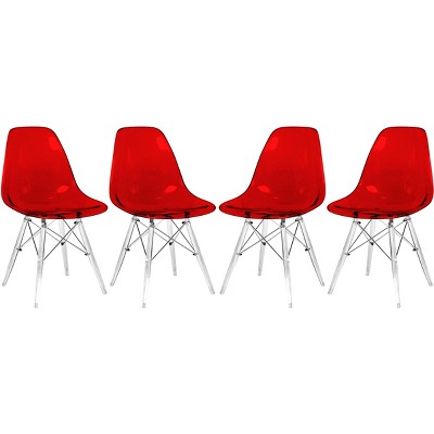 LeisureMod Cresco Mid-Century Modern Acrylic Dining Chair with Acrylic Dowel Eiffel Legs – Kitchen & Dining Room Chair