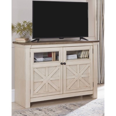Aspen Transitional 50" Two-Tone White & Gray TV Console with Cabinet