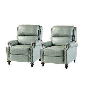 Set of 2 Elisabete Modern Wingback Genuine Leather Recliner with Vintage Nail Head Trim for Living Room and Bedroom  | ARTFUL LIVING DESIGN - 1 of 4