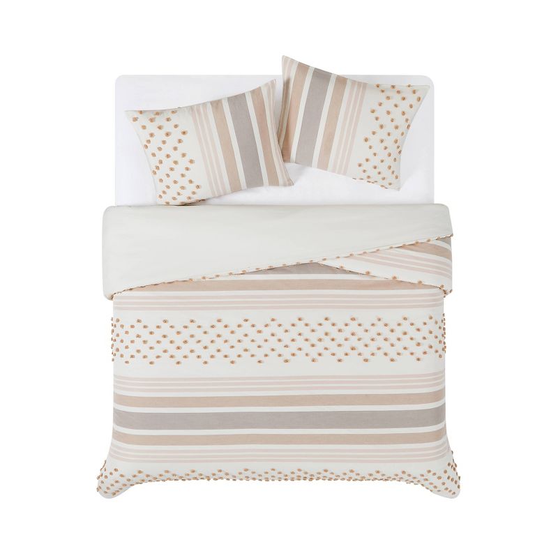 3pc Full/Queen Mia Tufted Texture Neutral Comforter Set Tan - Brooklyn Loom, 4 of 6