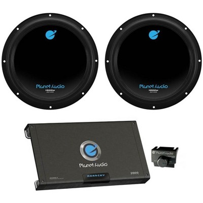 Planet Audio AC10D 10 Inch 3000W Car Subwoofers Subs (2 Pack) and AC26002 2600W 2 Channel Amplifier with Power and Protection LEDs