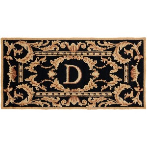 Monogram MON219 Hand Hooked Outdoor Door Mat - Black - 2'6"x4' - Safavieh - 1 of 2